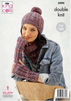 Knitting Pattern - King Cole 5999 - Homespun Prism DK - Ladies Accessories